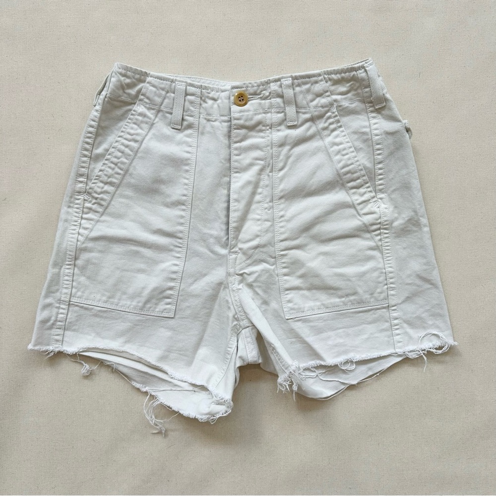 Imogene + Willie White Military Trouser Cut Off Shorts High Rise Raw Hem Size 26